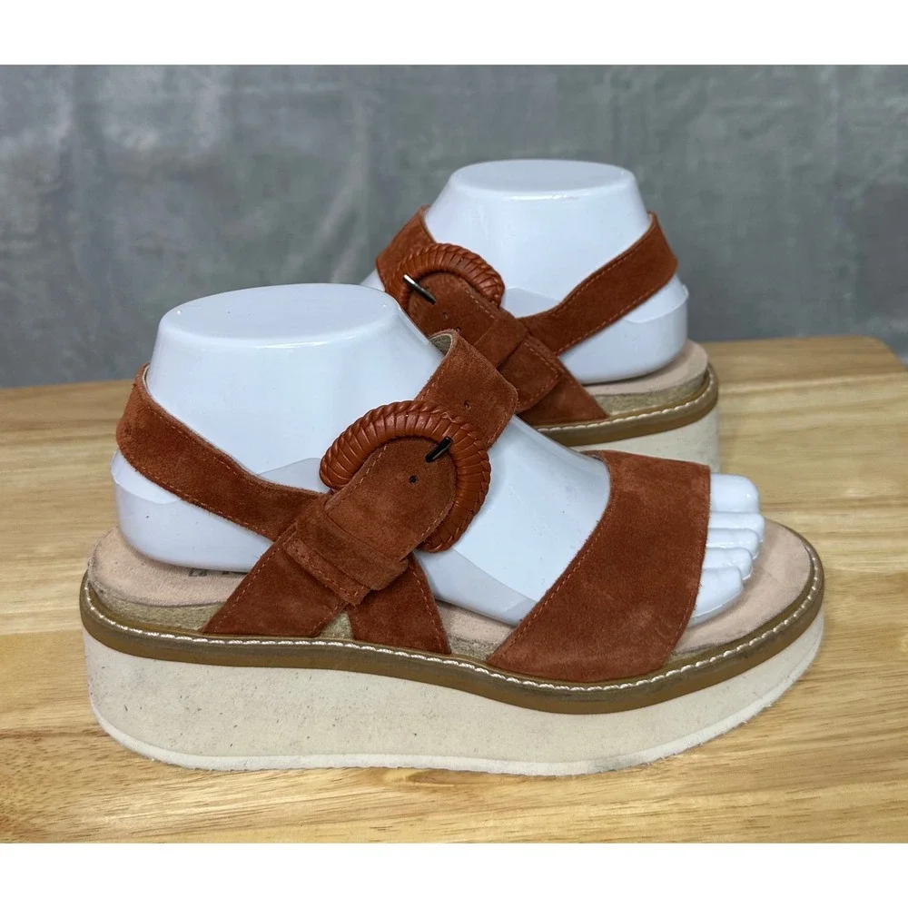 Naot Womens Crepe Sandals US‎ 6 Suede Buckle Comfort Platform Spice Brown